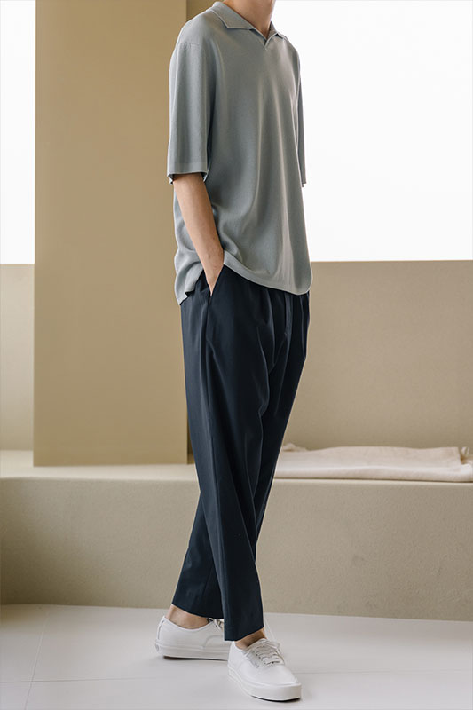 WIDE FIT PANTS + NAVY